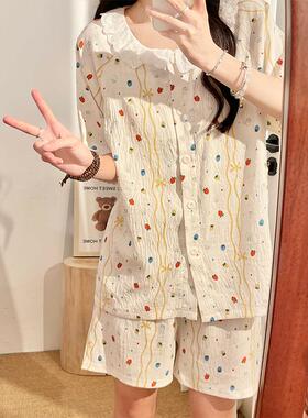 采购产品带乳房衬垫的月子服，夏季薄产后睡衣，怀孕短袖短裤，护