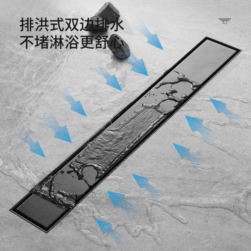 不拉丝304锈钢地漏铜芯长条形浴隐形加厚卫排生668银拉间淋大量防