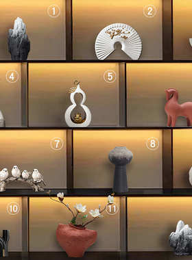 新中式家居摆设样板房间软装饰品书房客厅酒柜玄关博古架摆件