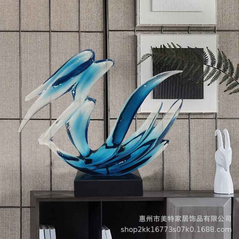 现代高关屏风创酒店别墅档意软装摆件透玄明树脂抽象雕MC-TY-62塑