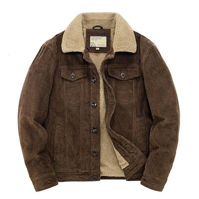rduroy Lapel tton at Short Plus Velvet Thickened Jacket Men