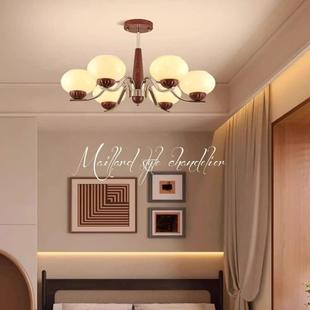 卧室餐厅灯具 复古实木侘寂风格 法式 中古风客厅吊灯全光谱新中式