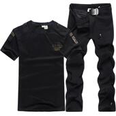 野迷彩恤宽松休闲战军训耐磨工 T套装 高档军野军行户外夏季 迷短袖