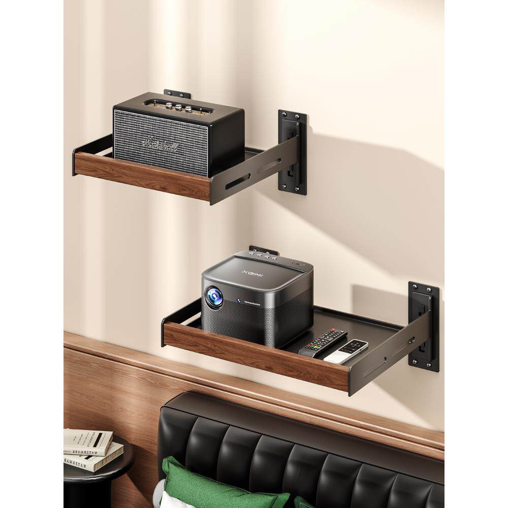 覆古投影仪壁挂支架免打孔靠墙上床头家用卧室沙发实木托盘放置台