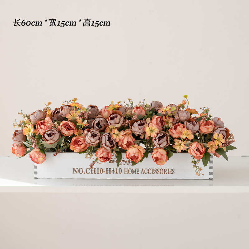 50cm花塑料装饰花摆栅栏花仿真花摆件实木花艺假花花餐桌客厅摆设
