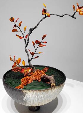 新假中式仿真花盆景THS绿植盆栽摆件售楼装饰品茶几摆花艺花处桌