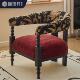 桃花芯木美式 布艺休闲椅复古全实木扶手沙发椅中古风设计师老虎椅