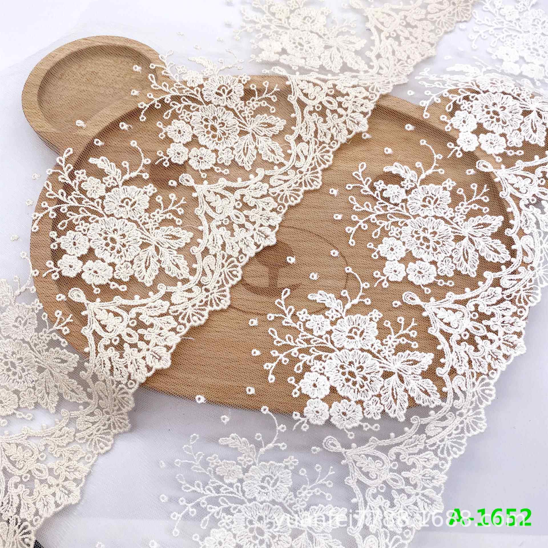 A-1652欧式小碎花60细棉线花边中透明网刺绣蕾丝花边辅料