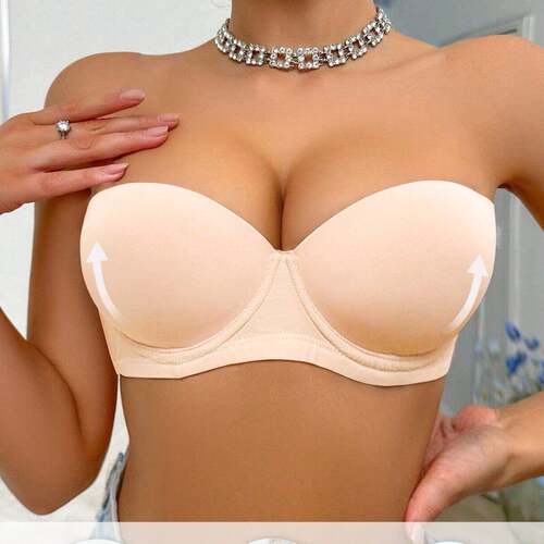Women Strapless Push Up Bra Padded Plunge Underwire Bras