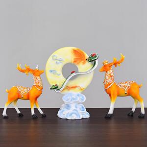 新款福鹿如意摆件客厅酒柜装饰品创意家居办公室博古架玄关工艺品