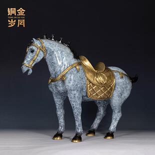 铜金岁月一马当先黄铜唐马工艺品摆件开业周年庆典送礼黄铜马摆件