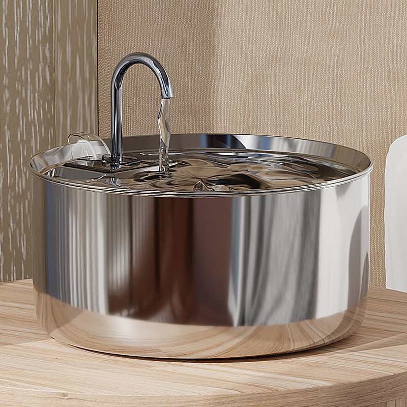 7L不锈钢狗狗宠物饮水机可视窗循环出水可换滤芯自动大猫咪饮水器