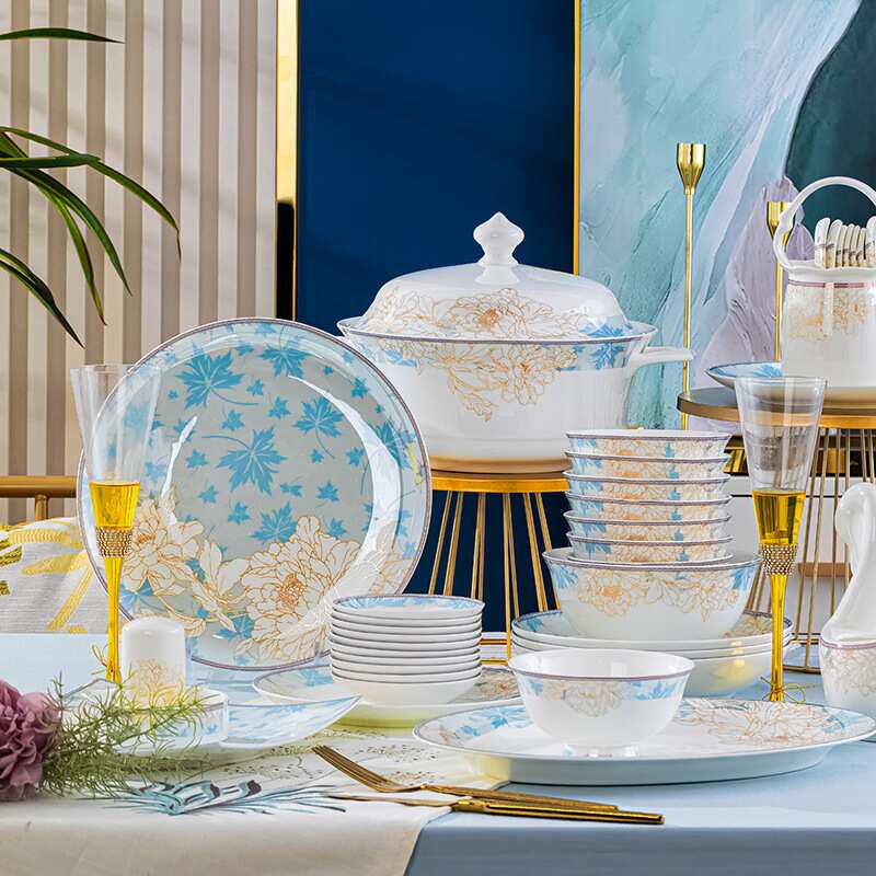 碗碟套装家用高端简约金边碗筷景德镇陶瓷器骨瓷餐具北欧轻奢碗盘,餐饮具,盘,淘宝优惠券,粉丝福利购,淘宝优惠卷