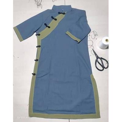 高档民命国演出舞服老太太婆红舞蹈船旗袍群重庆1949农民红色革装