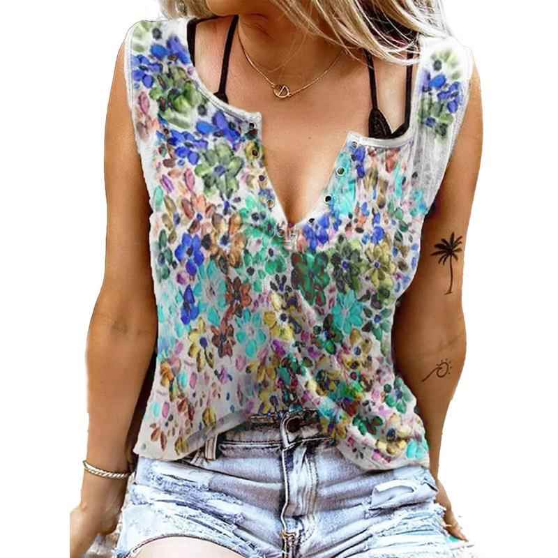 gradient women printing lady tops sleeveless korean summer