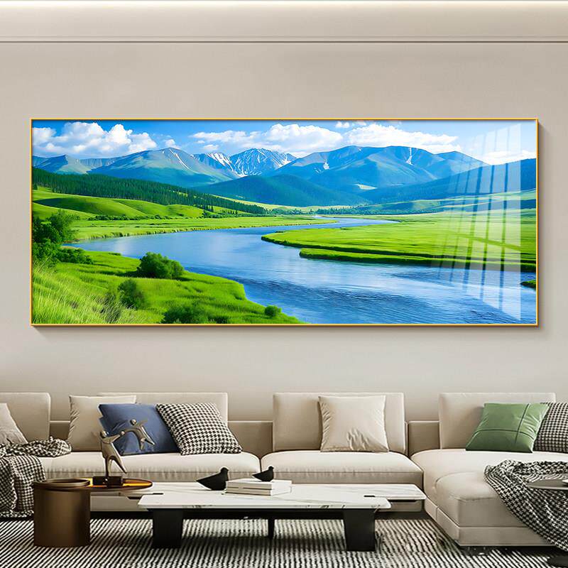 2025新款现代简约客厅装饰画 画流水生财沙发背景墙挂画 画高级感