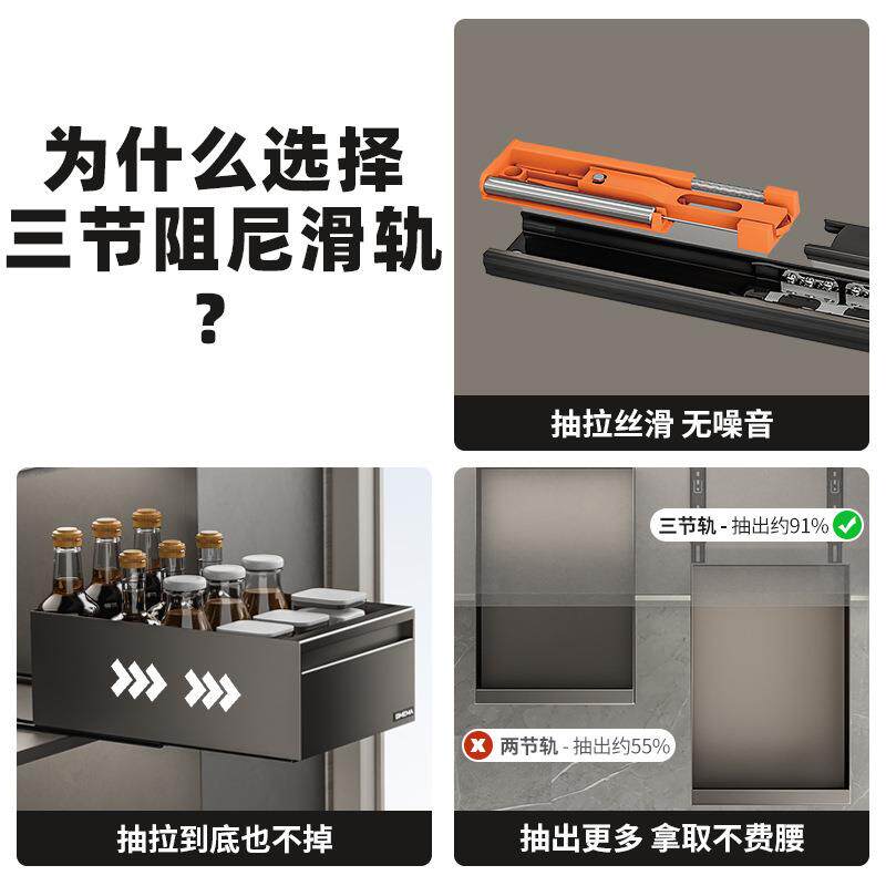柜拉屉篮抽TPL拉式厨房置物橱架柜内抽屉下水槽柜深碗碟盘抽式收