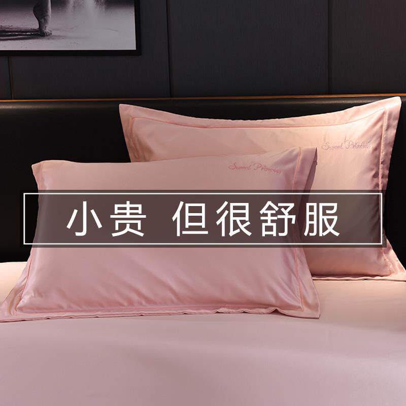 网红款冰丝枕套一对装夏季水洗真丝成人枕头套夏凉枕芯内胆套双人
