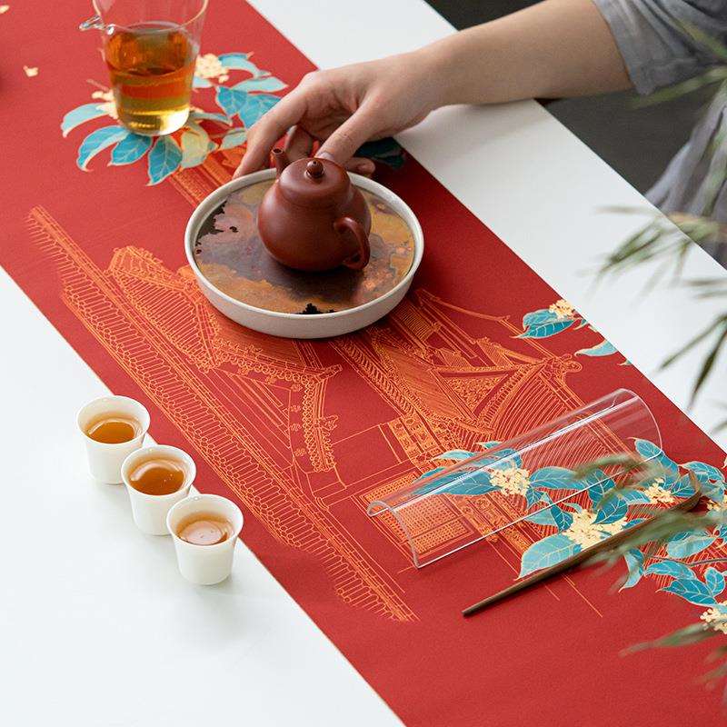 茶具配件茶席桌旗中式禅意茶道茶桌布茶席布防水茶垫干泡