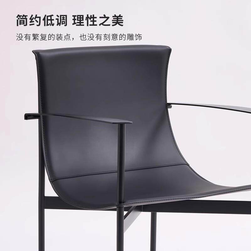 休闲椅洽谈椅皮椅餐椅设计师样板房不锈钢现代简椅子舒适坐感