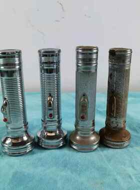 民俗老物件大头铁皮手电筒古董杂项旧货老式电棒子农家院装饰摆件