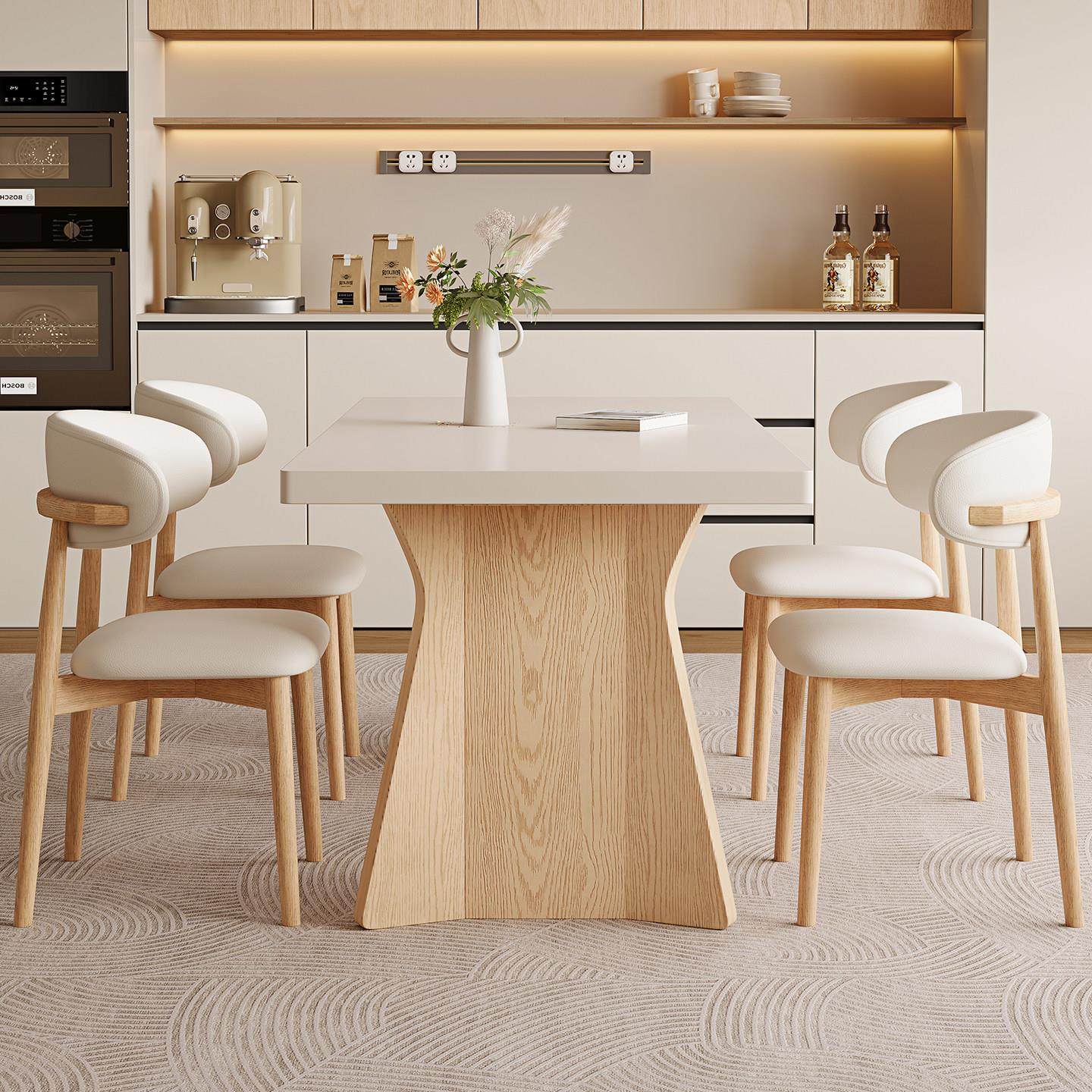 新款家用岩板餐桌长方形原木奶油风现代简约客厅中小户型白蜡木桌,住宅家具,岩板餐桌,淘宝优惠券,粉丝福利购,淘宝优惠卷