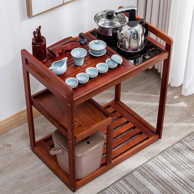 茶车移动乌金石茶台简约家用茶水柜实木茶几茶桌自动上水茶具套组