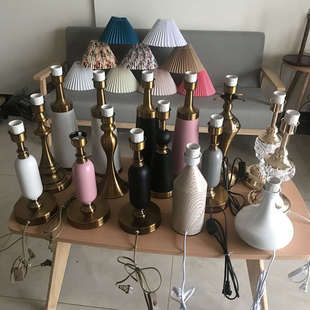 十里桃花灯饰厂diy台灯材料配件灯罩底座金属实木玻璃e27螺口替换