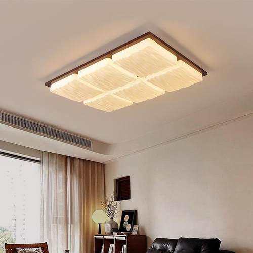 中古风客厅吸顶灯大厅主灯奶油复古胡桃木简约大气高级感卧室灯具