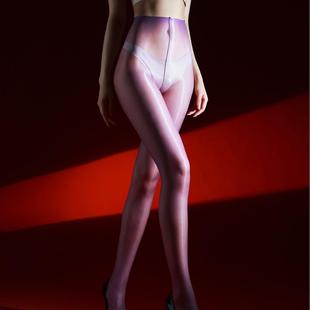 涞觅肤葡萄紫「640针巨峰果冻」极光无腰一线裆丝袜女超薄高密丝