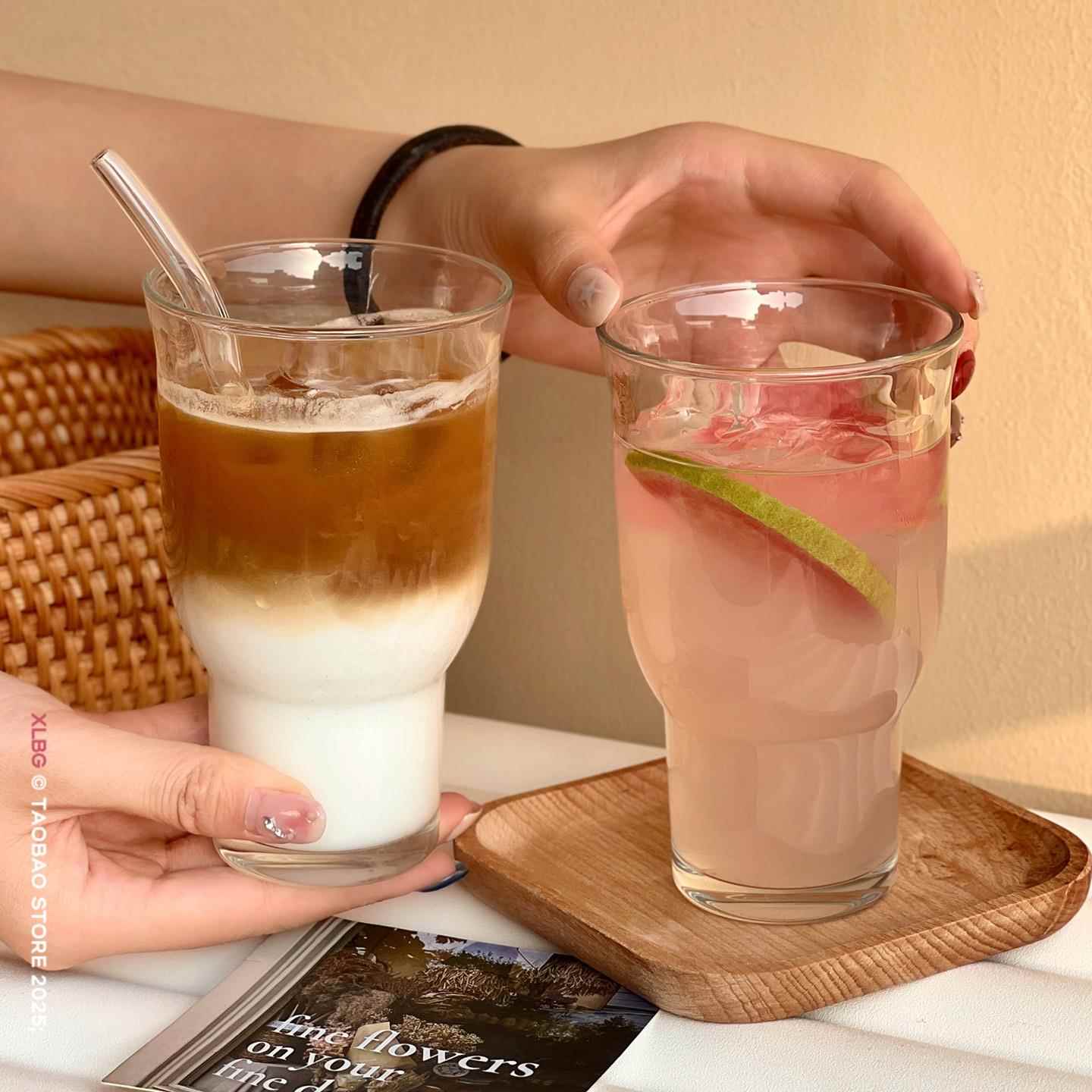 啤酒杯设计感小众ins风简约透明玻璃杯家用