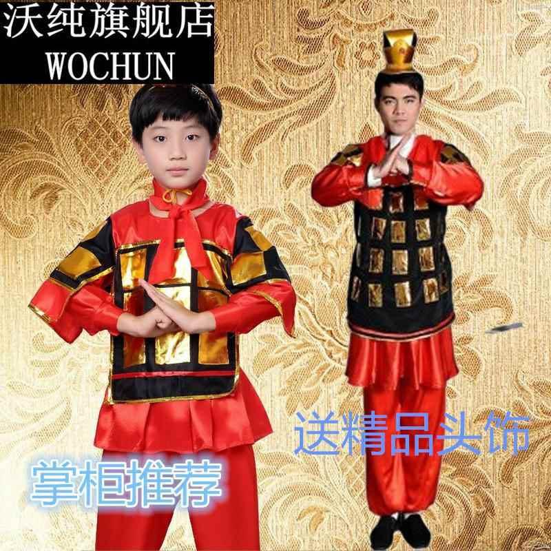 儿童古代士兵服装男童女孩花木兰演出服古装盔甲戏曲朗诵表演服饰图片