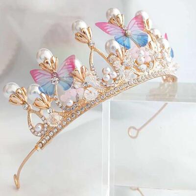 Rhinestone Butterfly Shape Tiara Crown Princess Costume Head