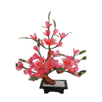 玉石梅花摆件设计办公室书房玉古色古香盆景装饰摆件新款家装朵朵
