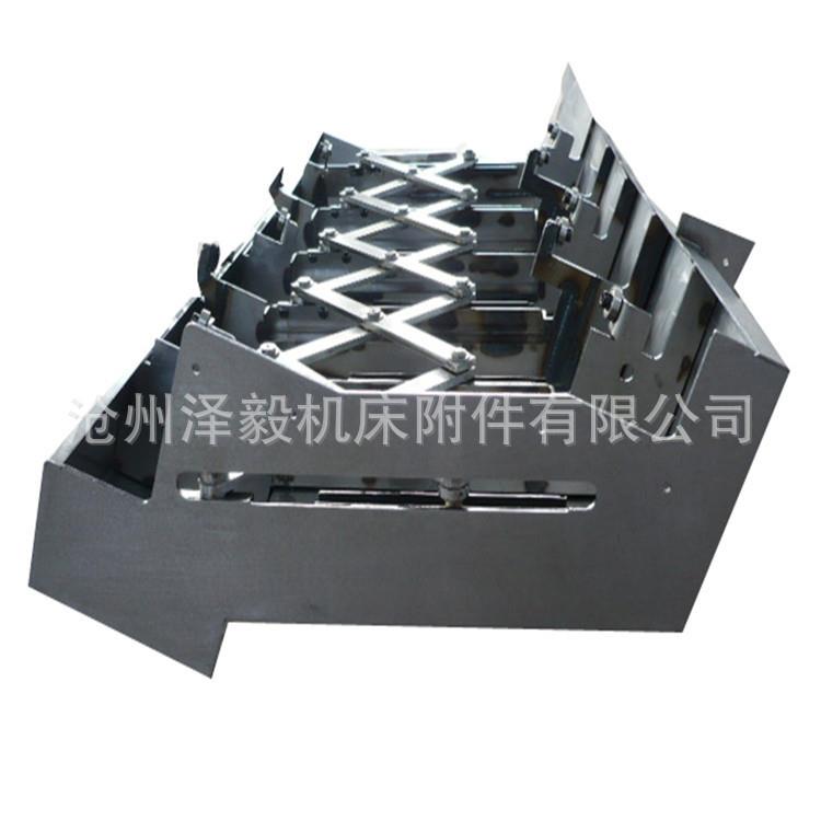 数控机床钢板防护罩伸缩式带拉筋不锈钢防护罩防废屑导轨护板
