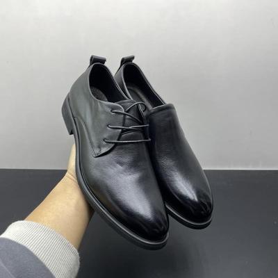 高档2023秋季真皮休鞋闲男底系带正软式商务皮牛皮鞋