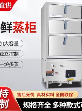 商用三门燃气电热植物油海鲜蒸柜醇基燃料蒸汽机蒸菜蒸鱼白油