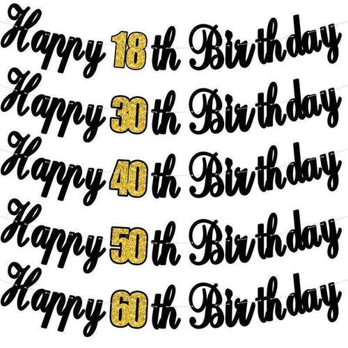 Happy 30th 40th 50th Birthday Banner Bunting Birthday Party