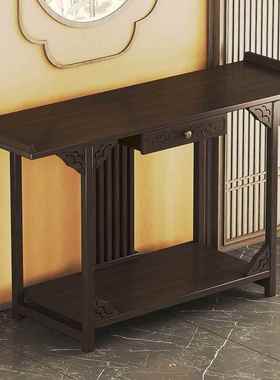 新简中式约现代长条端景台台家桌用玄关神案台实77401木加宽客厅