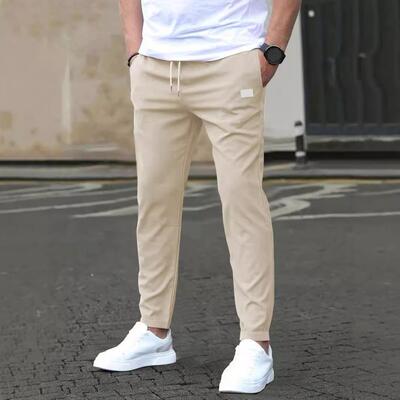 Leather label cropped pants with pockets