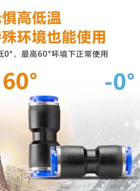 气动气管塑料直通快速两通快插PU接头黑白蓝PU-4/6/8/10/12/16mm