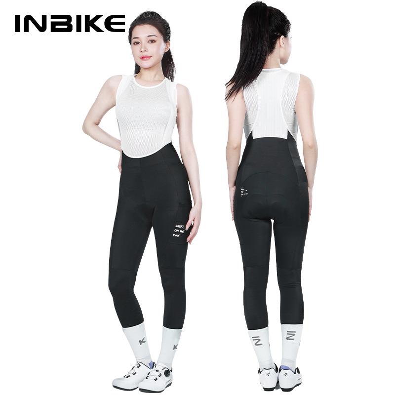INBIKE新款背带裤女款春夏季带口袋公路自行山地车骑行背带裤高腰