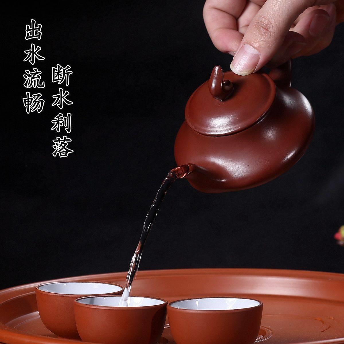 潮州朱泥紫砂壶单壶小容量茶壶可断倒立水手工壶紫砂功夫茶具茶壶