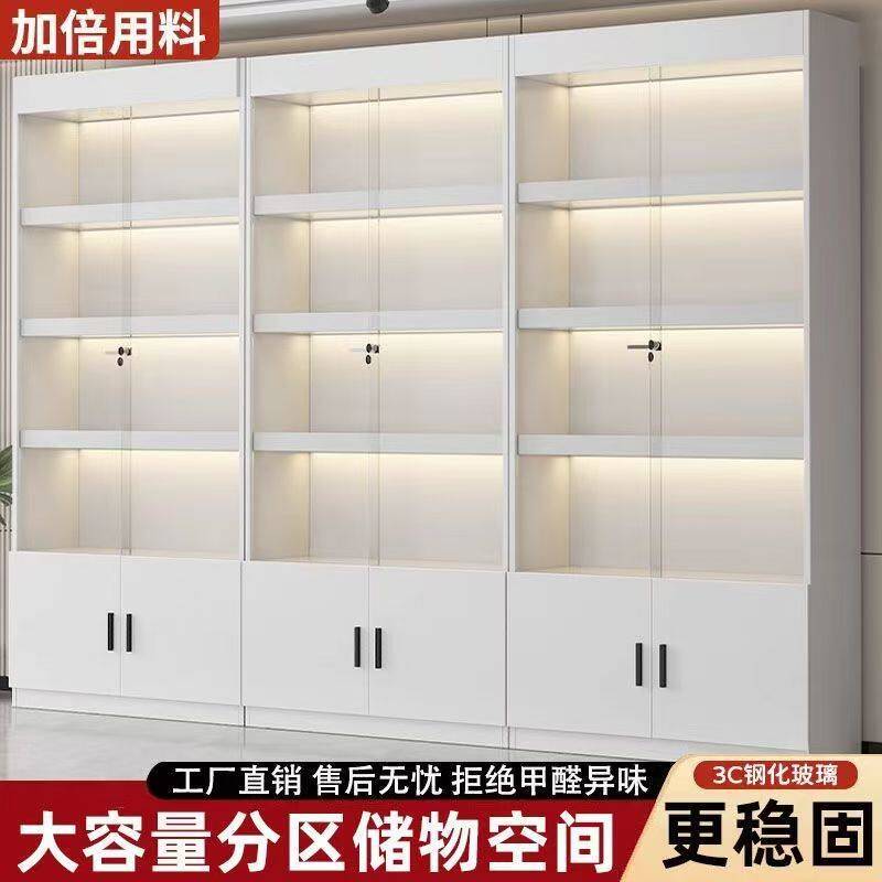 展示柜玻璃门带锁展示柜可定制超市便利店烟酒柜多层落地储物柜子图片