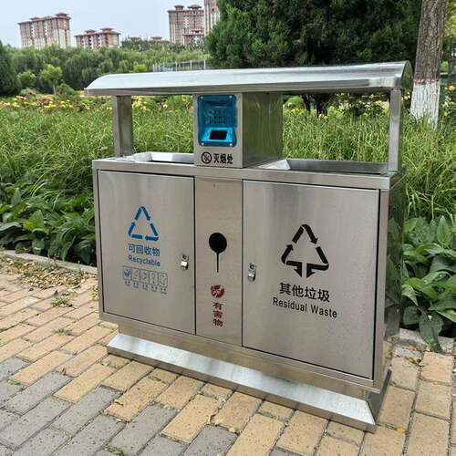户外垃圾桶不锈钢双桶分类果皮箱室外小区公园大号环卫金属垃圾箱