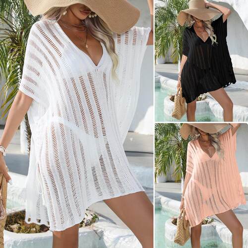 Women'S Split Thigh Textured Cover Up Dress Summer Clothes