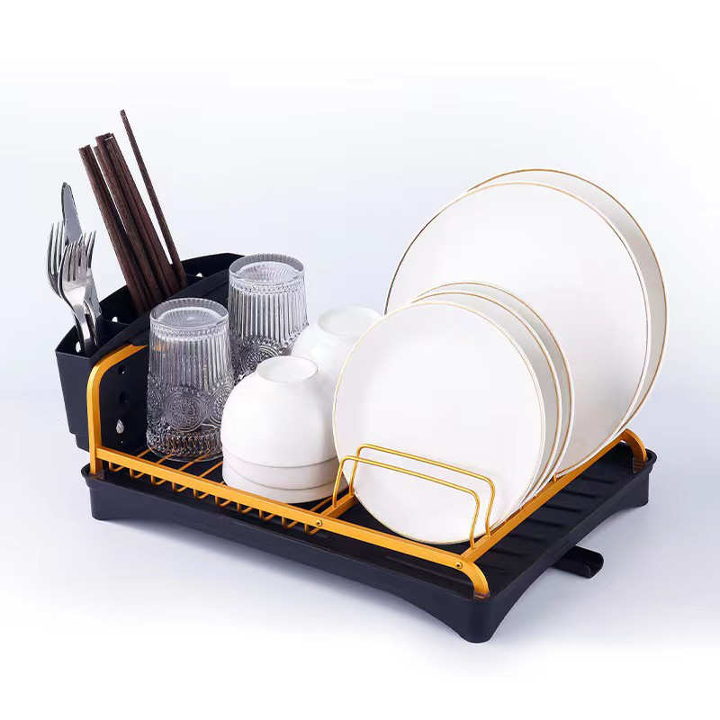 太空铝碗碟架子置物架家用碗盘沥水架接水盘铝制单层可拆卸厨房收