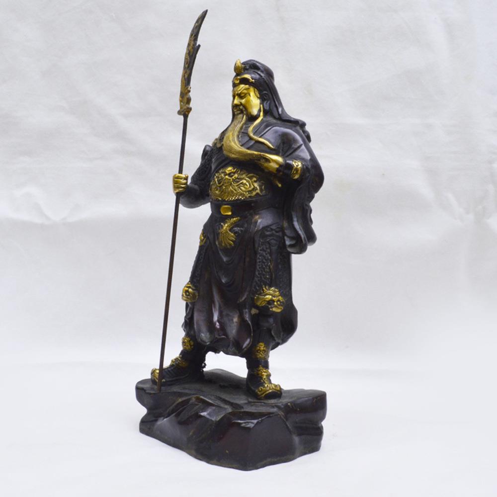 商务定做金属工艺品家居装饰精铜竖刀关公摆件