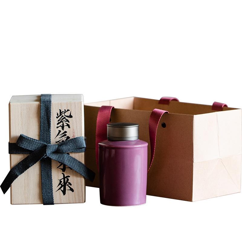 景德镇颜色釉茶叶罐陶瓷单罐小号密封合金罐子一两装茶叶包装盒