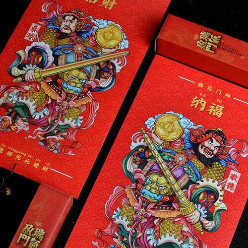 新款直销2026马年新年春节门神门贴年画国潮创意门神铜板纸防水门